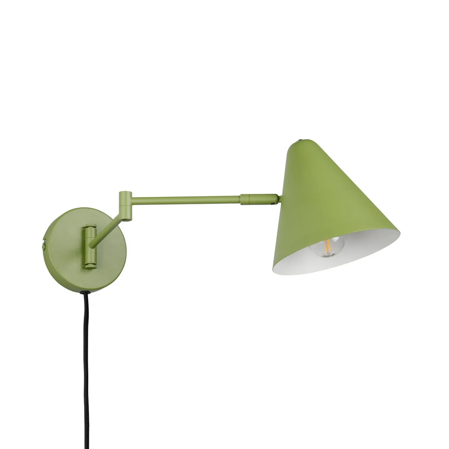 Aplique de pared Cosima, verde, saliente 54 cm, metal
