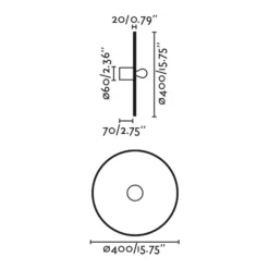 Aplique de pared Costas, negro/madera clara, ratán, Ø 40 cm
