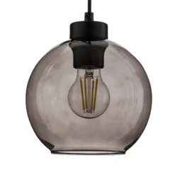 Aplique de pared Cubus, negro/gris humo, cristal, 30 cm de altura, E27