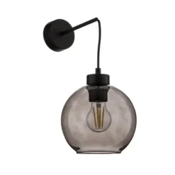 Aplique de pared Cubus, negro/gris humo, cristal, 30 cm de altura, E27