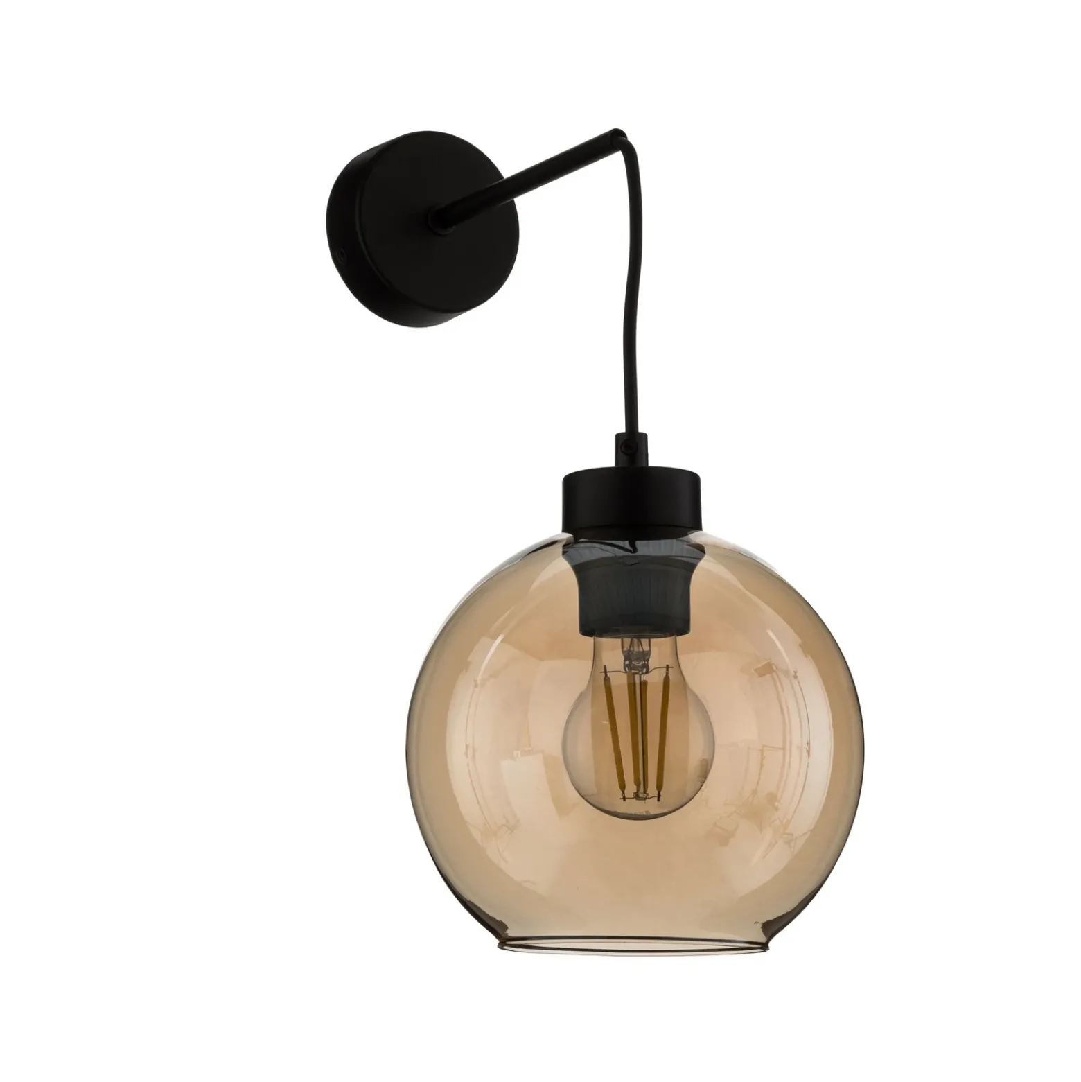 Aplique de pared Cubus, negro/ámbar, cristal, Ø 18 cm, E27