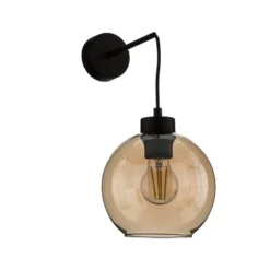Aplique de pared Cubus, negro/ámbar, cristal, Ø 18 cm, E27