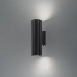 Aplique de pared de carbono, negro, altura 20 cm, aluminio, 2 luces.