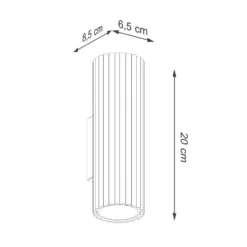 Aplique de pared de carbono, negro, altura 20 cm, aluminio, 2 luces.