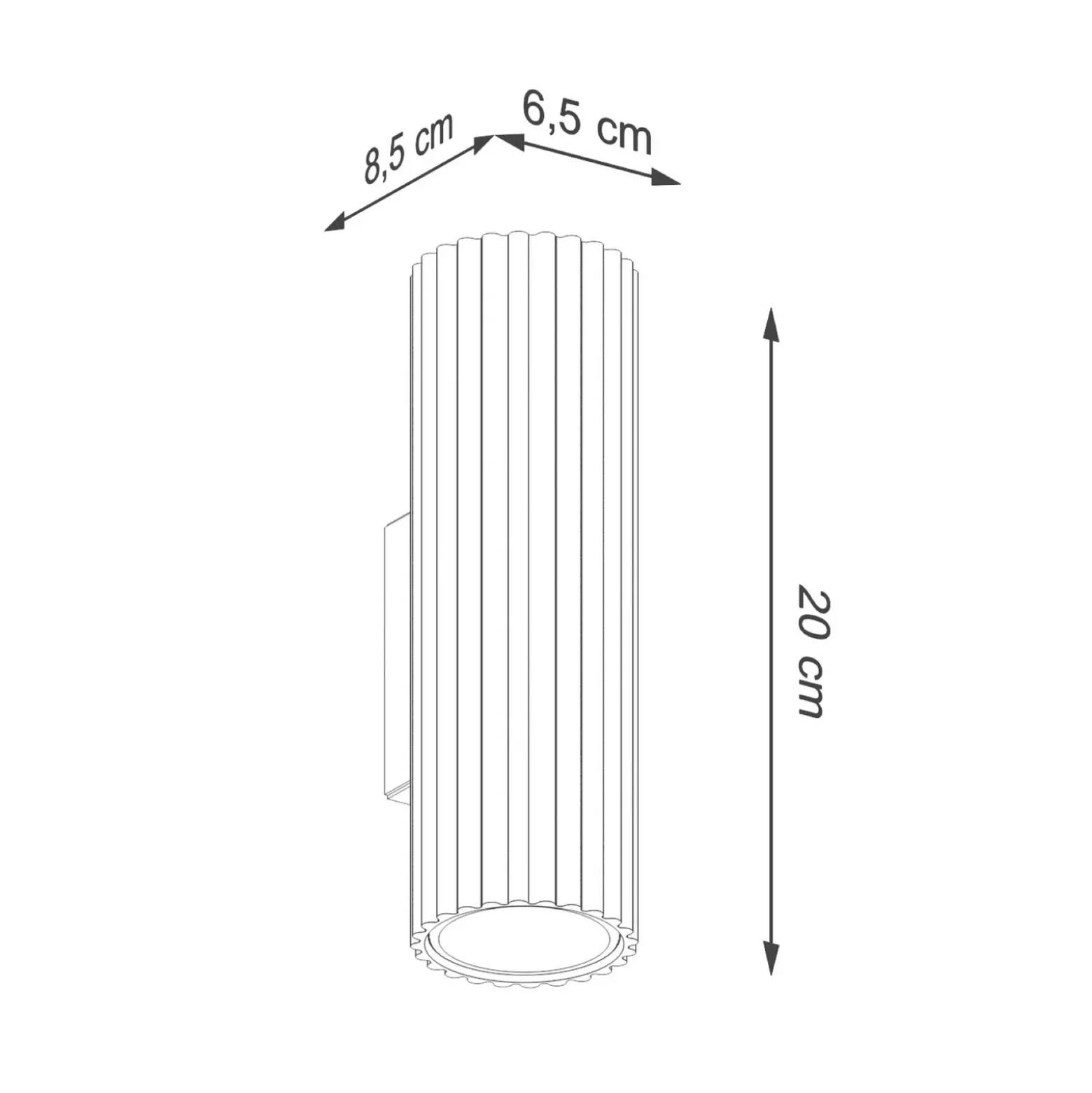 Aplique de pared de carbono, negro, altura 20 cm, aluminio, 2 luces.