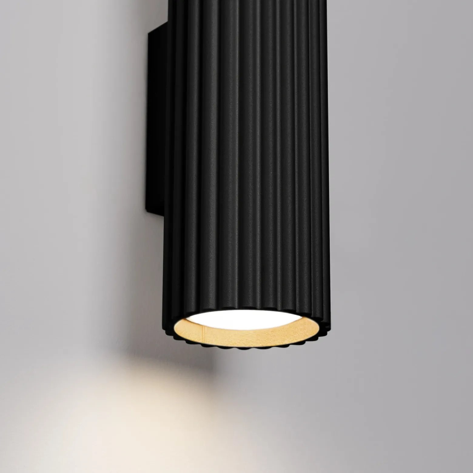 Aplique de pared de carbono, negro, altura 20 cm, aluminio, 2 luces.