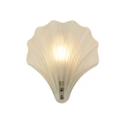 Aplique de pared de concha, blanco satinado, forma de concha, cristal, IP44