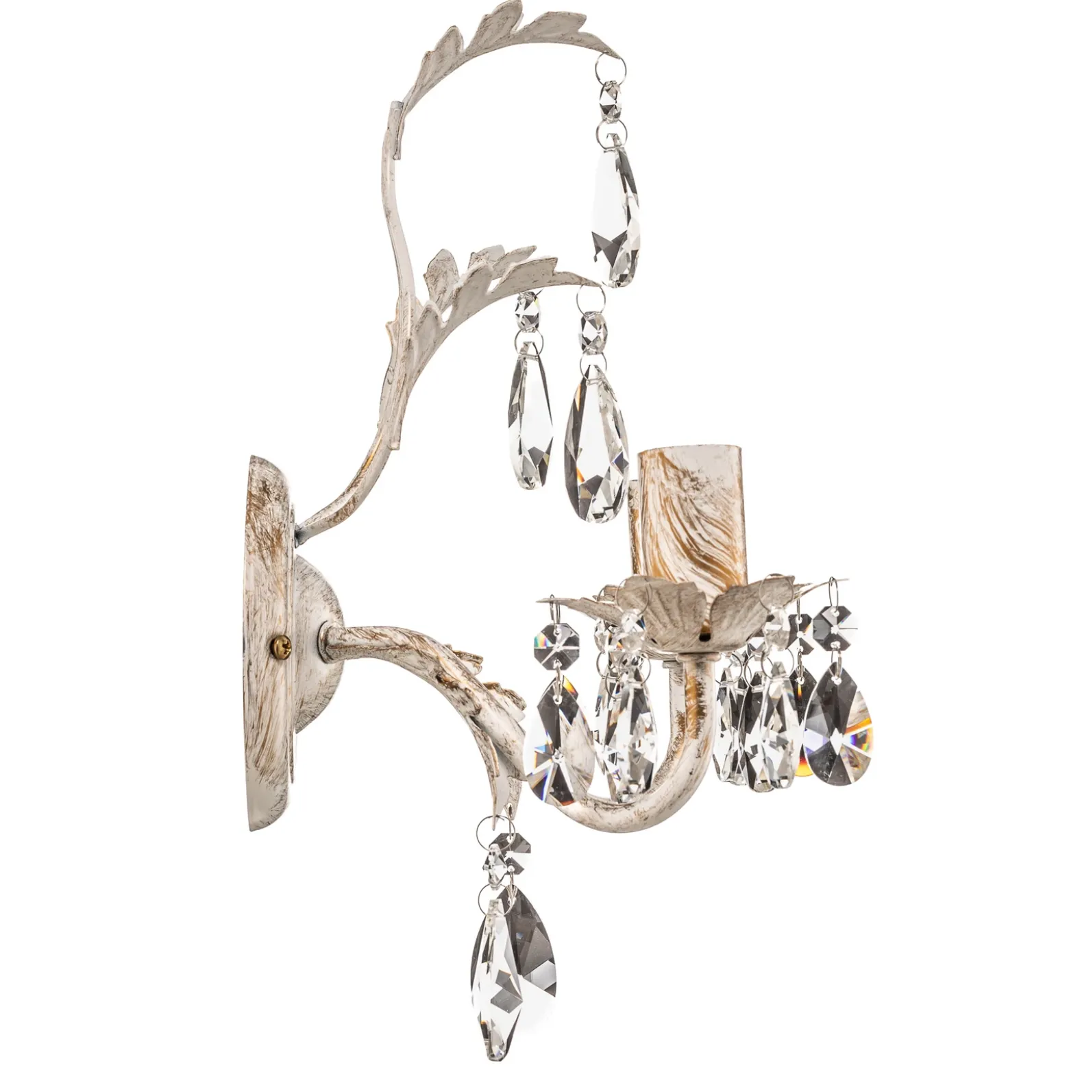 Aplique de pared de cristal Teresa, marfil 2 luces