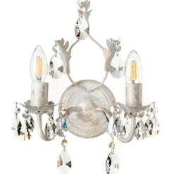 Aplique de pared de cristal Teresa, marfil 2 luces