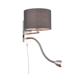 Aplique de pared de hotel con brazo de lectura LED, redondo, gris