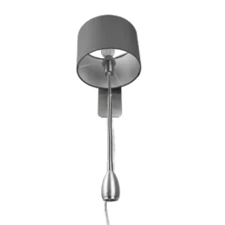 Aplique de pared de hotel con brazo de lectura LED, redondo, gris