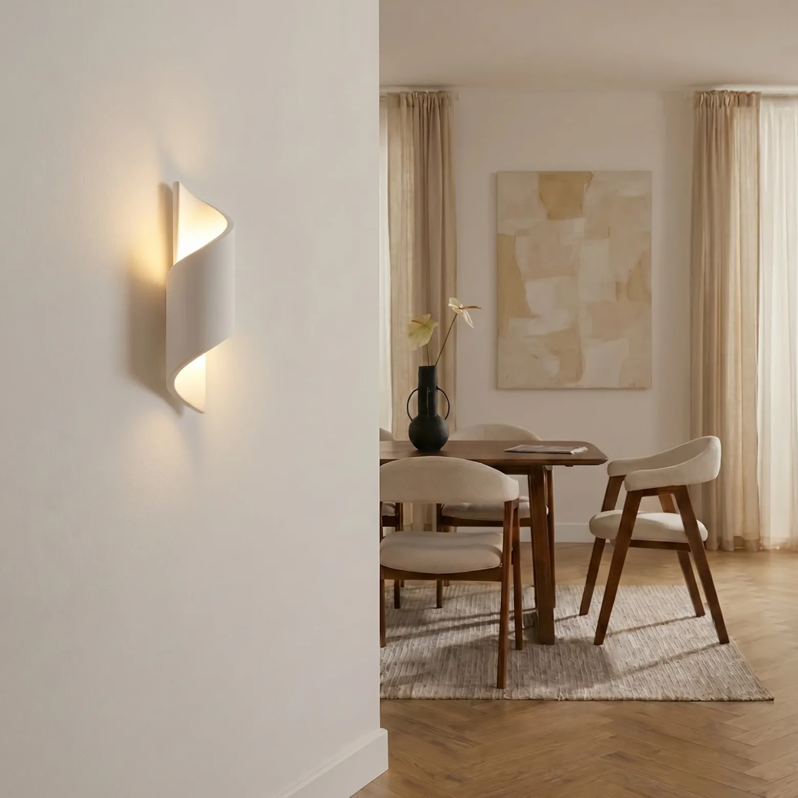 Aplique de pared Desirio de Lindby, blanco, 35 cm, G9, cerámica