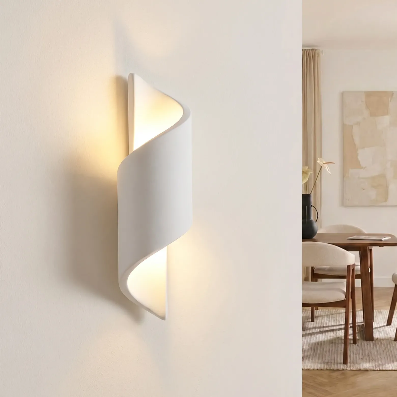 Aplique de pared Desirio de Lindby, blanco, 35 cm, G9, cerámica
