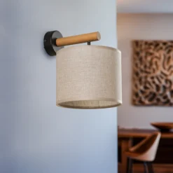 Aplique de pared Deva Nature, textil, madera