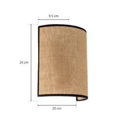 Aplique de pared de yute &black, marrón natural, semicircular