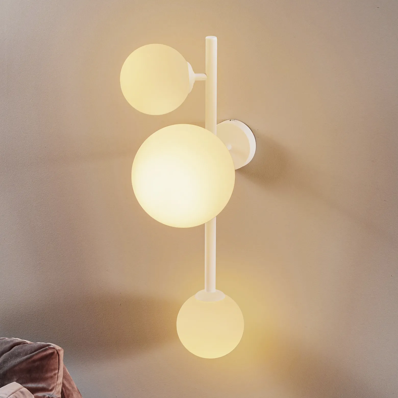 Aplique de pared Dione, 3 luces, blanco