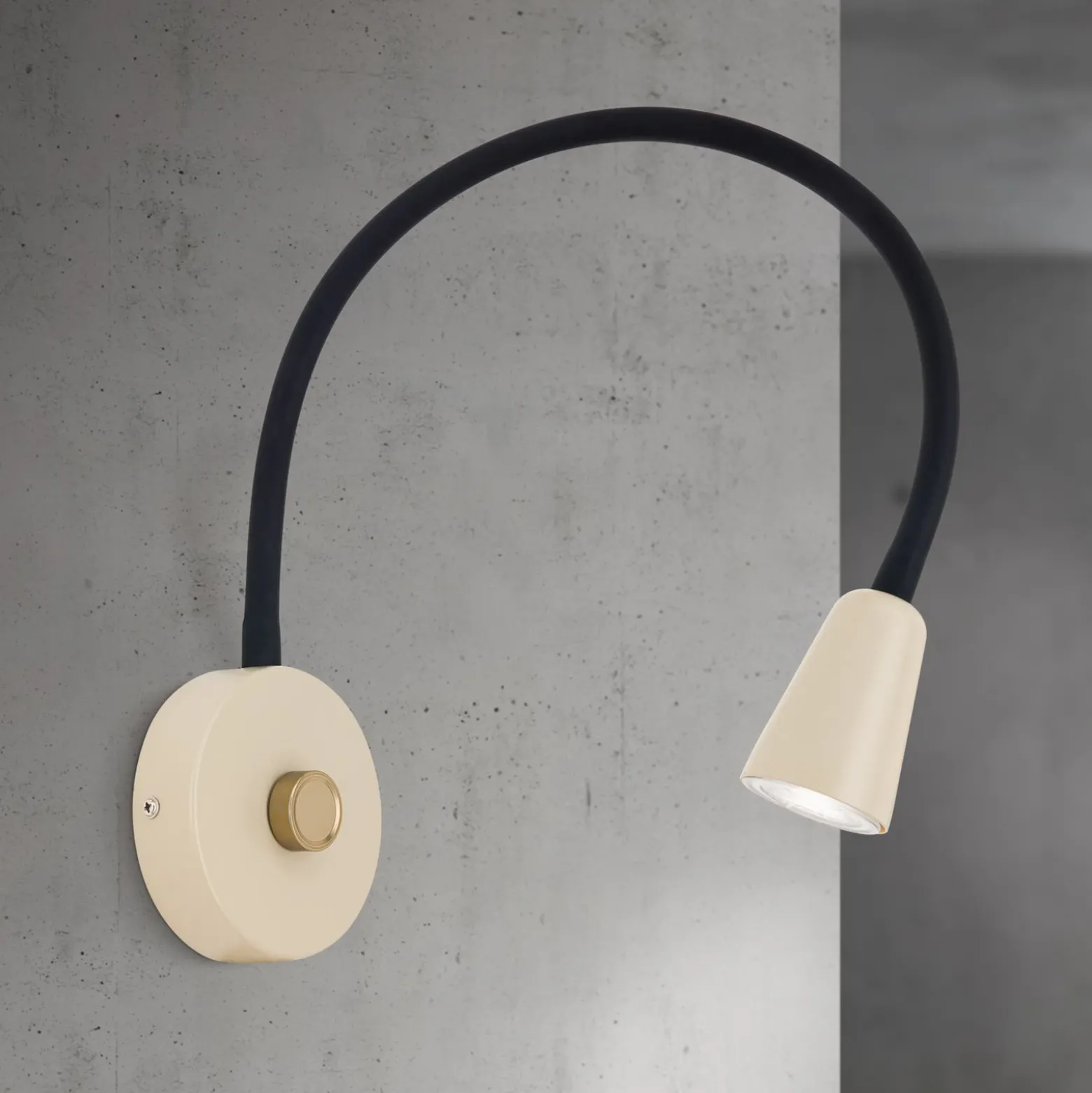 Aplique de pared Dotty, caqui, brazo flexible, atenuador, GU10