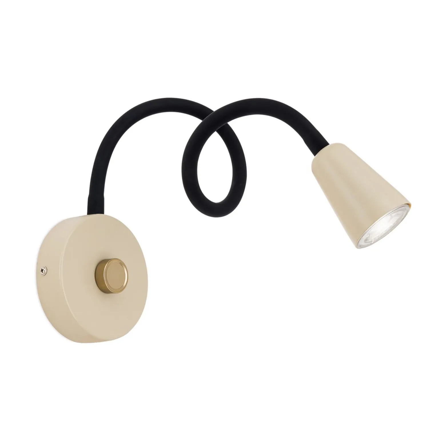 Aplique de pared Dotty, caqui, brazo flexible, atenuador, GU10