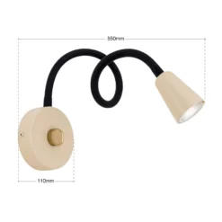 Aplique de pared Dotty, caqui, brazo flexible, atenuador, GU10