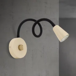 Aplique de pared Dotty, caqui, brazo flexible, atenuador, GU10