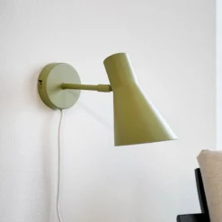 Aplique de pared Dyberg Larsen DL12, verde, cable, E27, metal