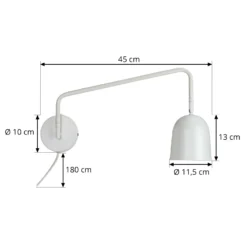 Aplique de pared Dyberg Larsen Manchester, blanca, saliente 45 cm