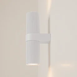 Aplique de pared DYNAMICS, blanca, altura 23 cm, metal, arriba/abajo
