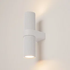 Aplique de pared DYNAMICS, blanca, altura 23 cm, metal, arriba/abajo