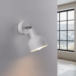Aplique de pared Elba, blanco, metal, Ø 19 cm, E27