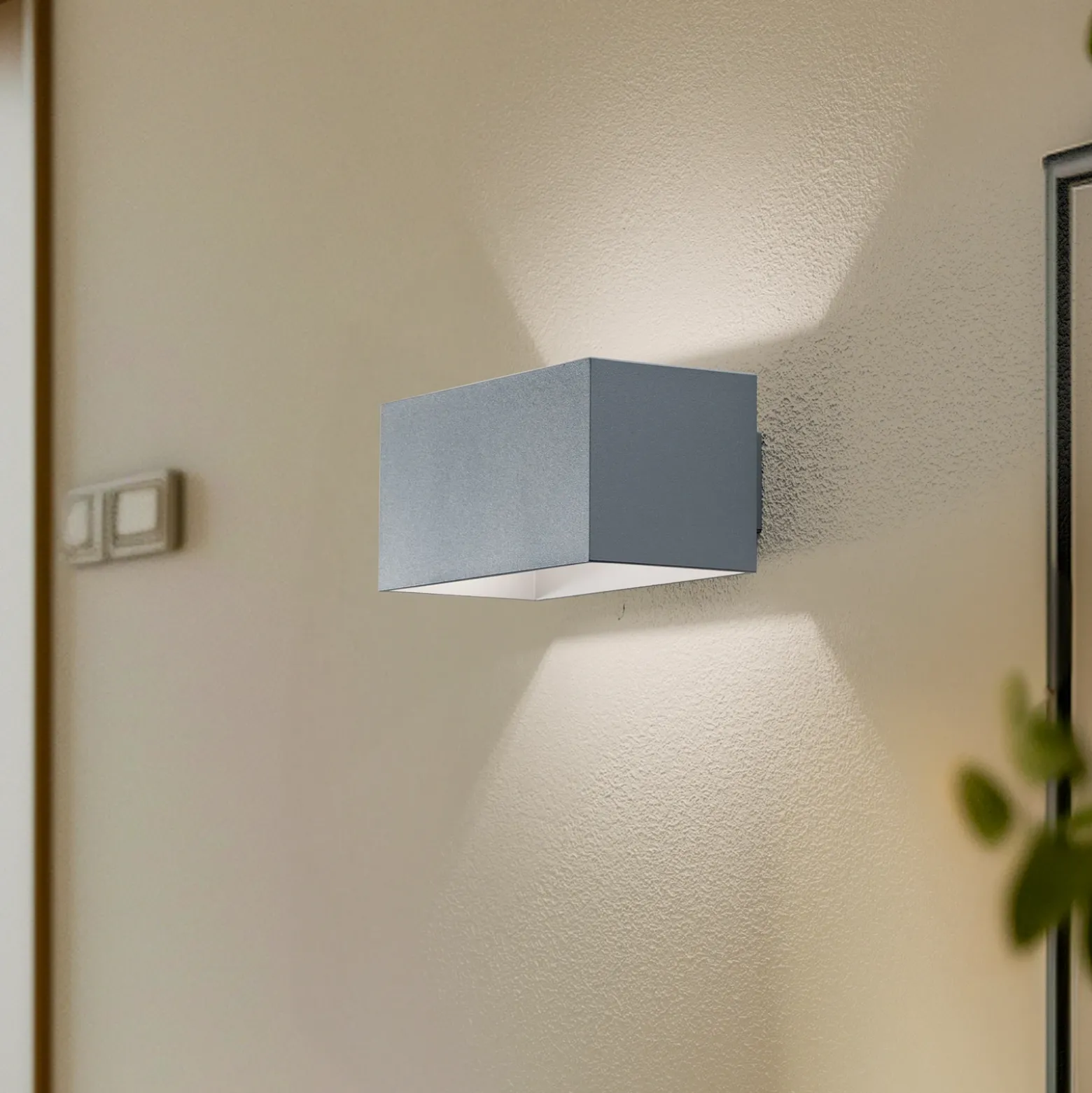 Aplique de pared Elestren, gris, 20 cm de ancho