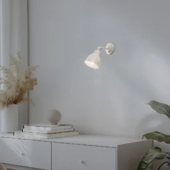 Aplique de pared Emoti, beige, 1 luz, acero, Ø 10 cm