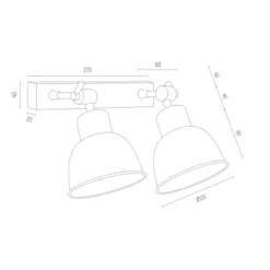 Aplique de pared Emoti, beige, 2 luces, acero, longitud 27 cm