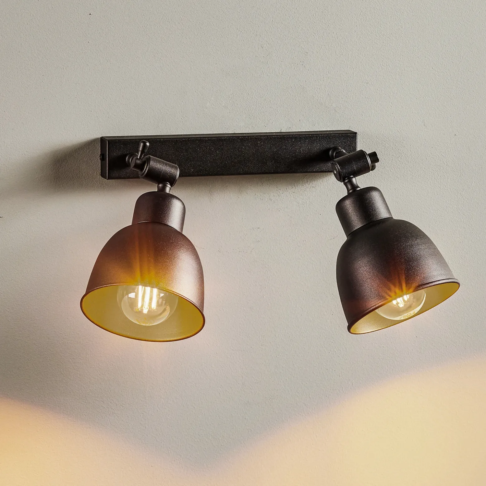 Aplique de pared Emoti, 2 luces, negro