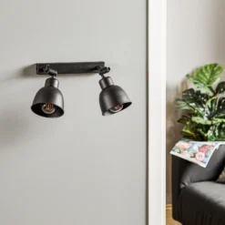 Aplique de pared Emoti, 2 luces, negro