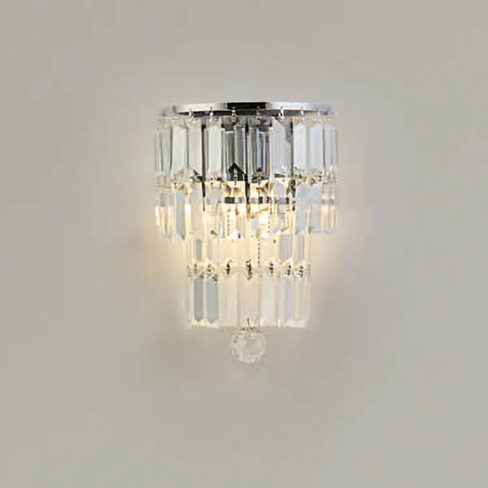 Aplique de pared Empire, cromo/ cristal transparente, acero, IP44