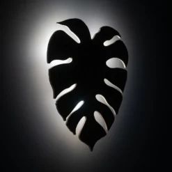 Aplique de pared Envostar Folah, forma de hoja, madera clara, 40 x 35 cm