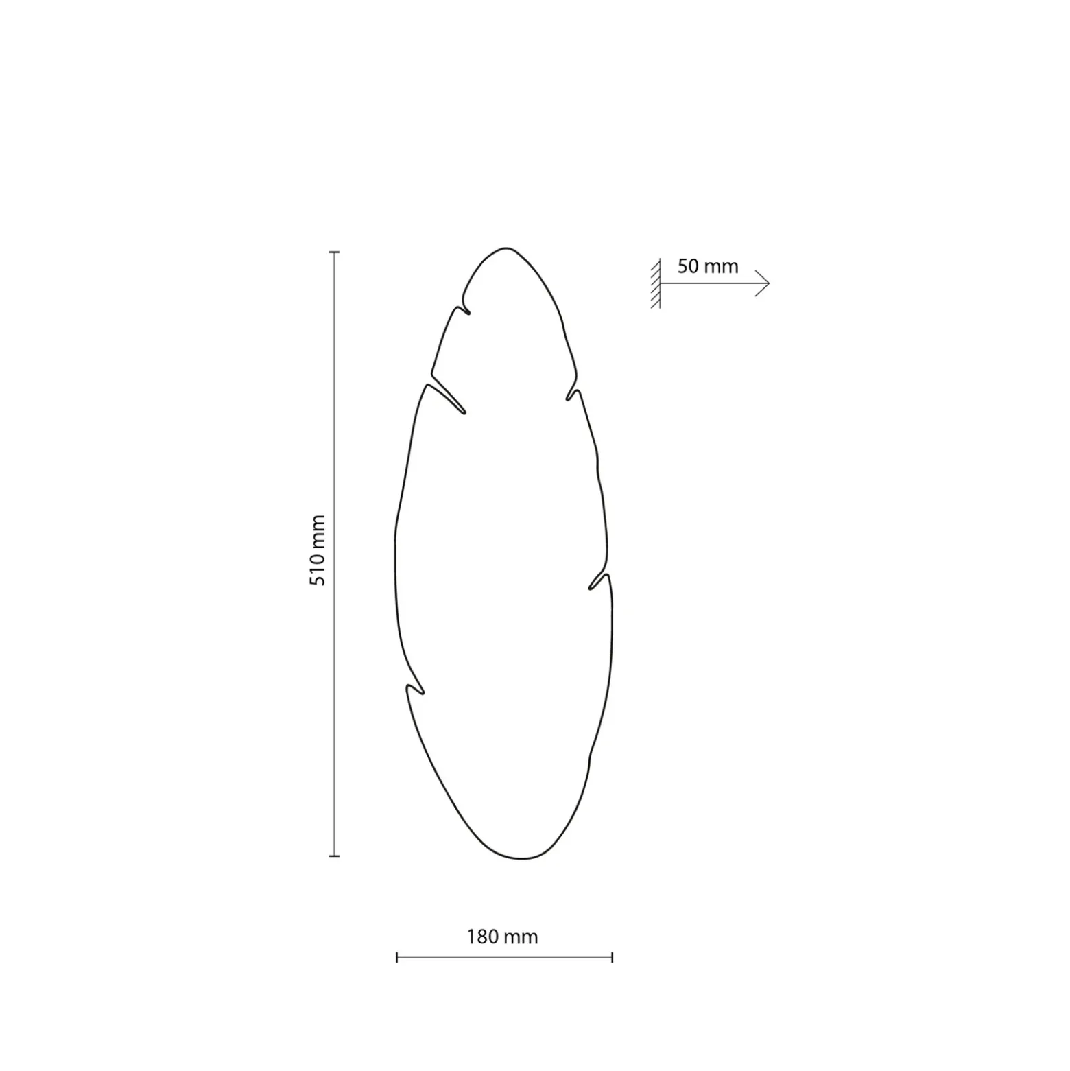 Aplique de pared Envostar Lehti, forma de hoja, madera clara, 51 x 18 cm