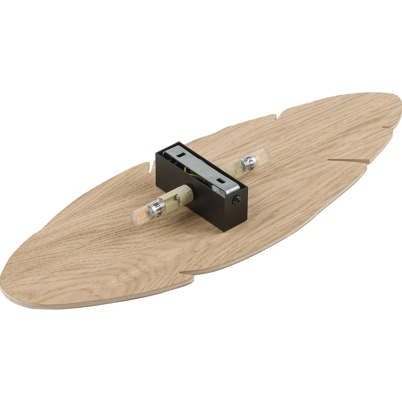 Aplique de pared Envostar Lehti, forma de hoja, madera clara, 51 x 18 cm