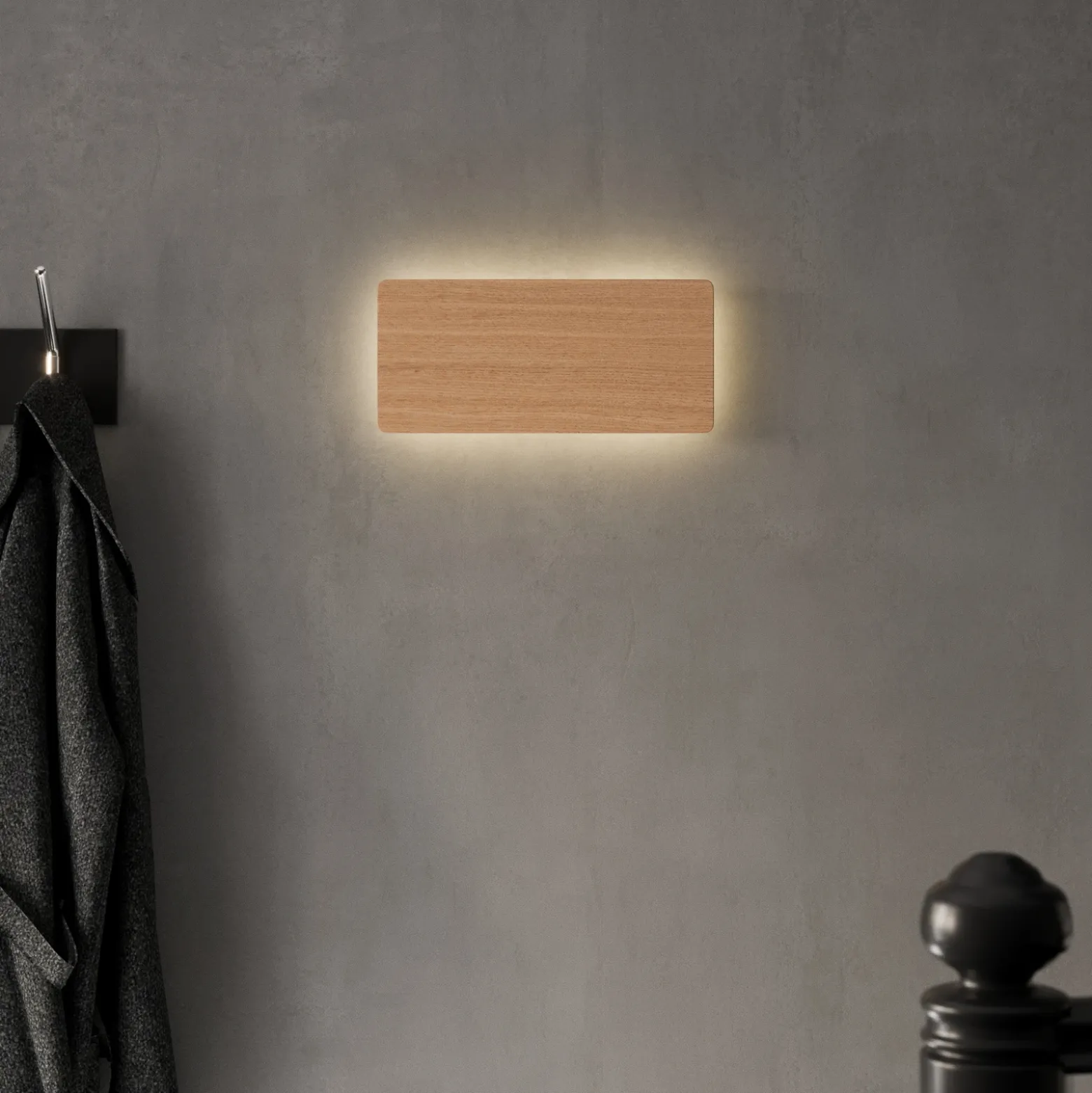 Aplique de pared Envostar Tavola, madera de roble, 35 x 16 cm