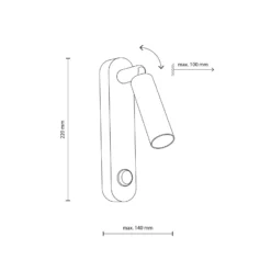 Aplique de pared Enzo Long, blanco, metal, 22 cm, regulable, G9