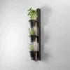 Aplique de pared Estantería, acero negro/madera, 90 cm de altura