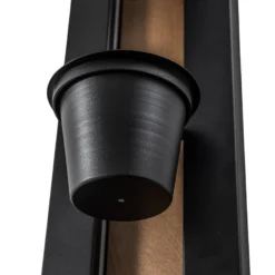 Aplique de pared Estantería, acero negro/madera, 90 cm de altura