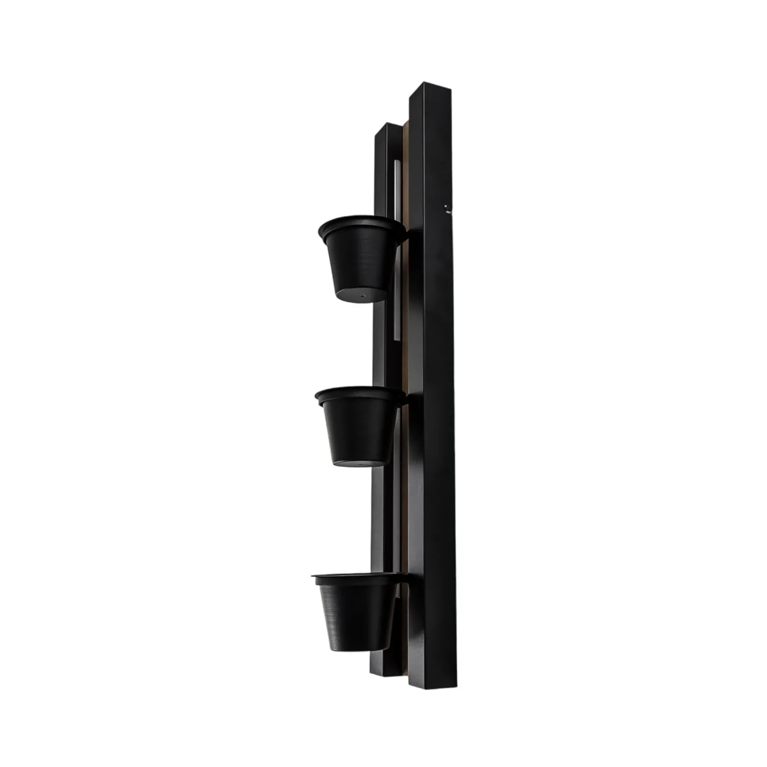 Aplique de pared Estantería, acero negro/madera, 90 cm de altura