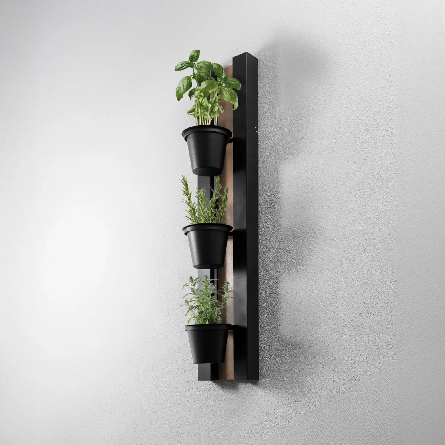 Aplique de pared Estantería, acero negro/madera, 90 cm de altura