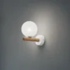 Aplique de pared Estera, blanco/color madera, cristal, G9