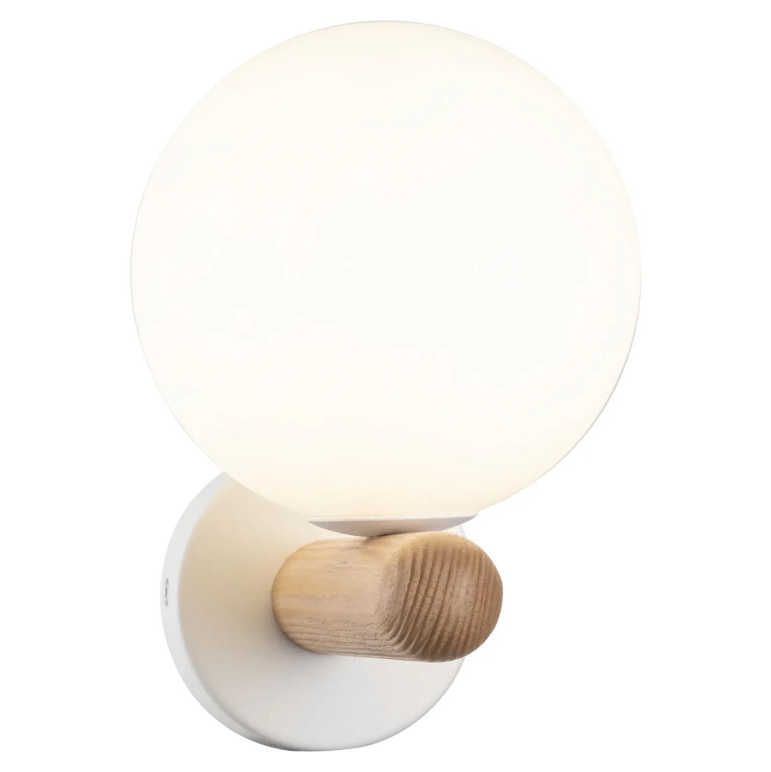 Aplique de pared Estera, blanco/color madera, cristal, G9