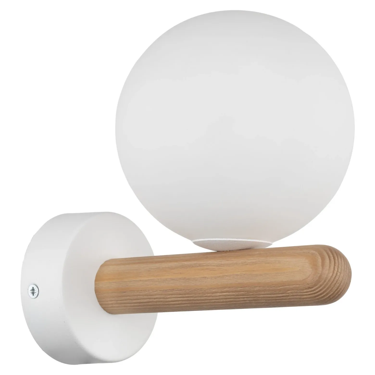 Aplique de pared Estera, blanco/color madera, cristal, G9