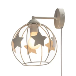 Aplique de pared Estrellas, color arena, metal, Ø 21 cm, enchufe