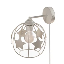 Aplique de pared Estrellas, color arena, metal, Ø 21 cm, enchufe