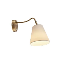 Aplique de pared Ethan de Lindby, blanco/latón antiguo, enchufe, 28 cm, E14